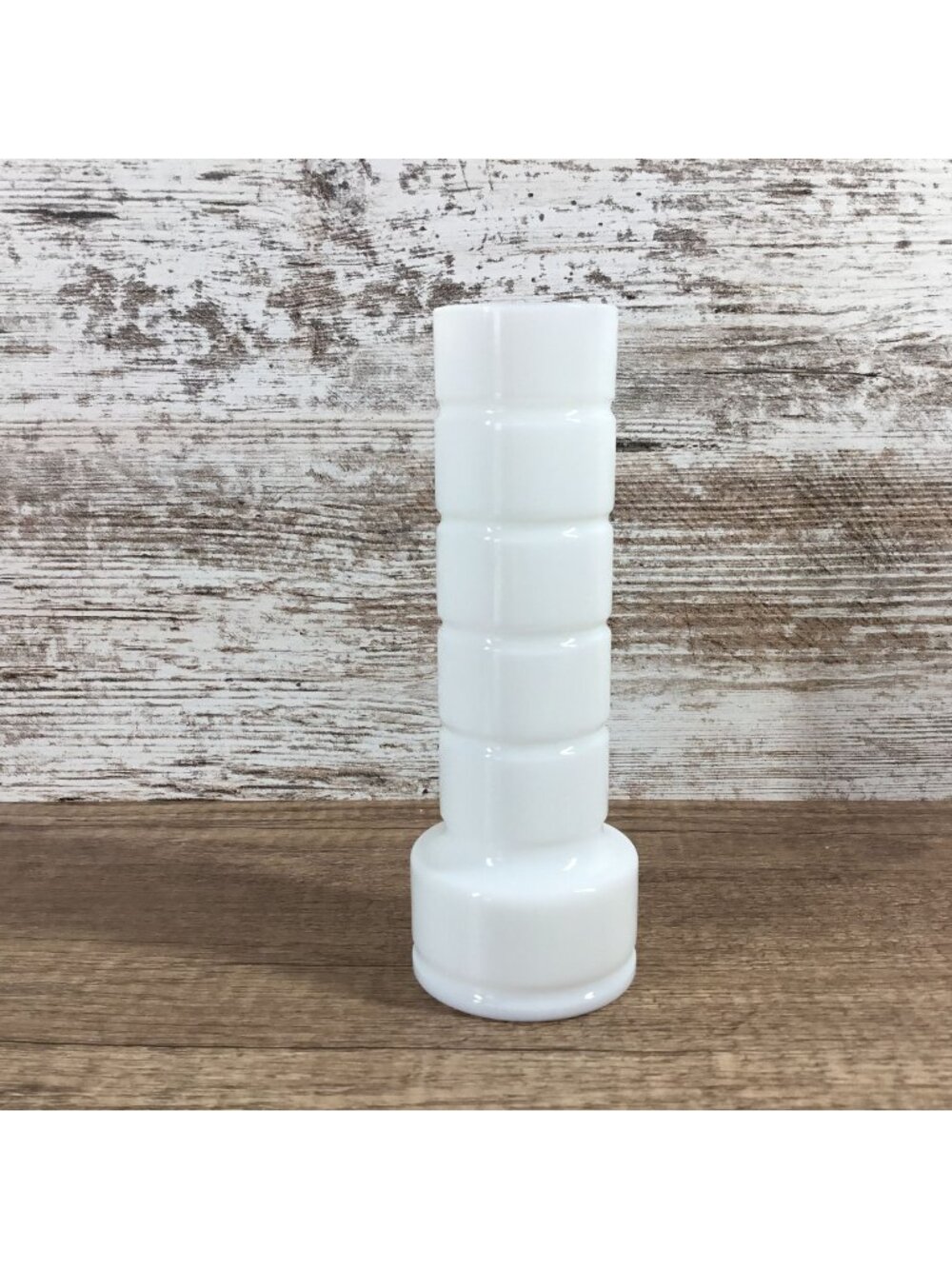 Hoosier Ribbed White Milk Glass Bud Vase 6.5" Vintage MCM Decor